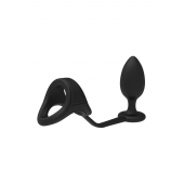Черное эрекционное кольцо с анальной пробкой Cockstrap With Anal Plug - Dream Toys - в Нижнем Новгороде купить с доставкой
