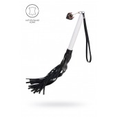 Плеть с белой рукоятью и чёрными хлыстами - 50 см. - Pecado - купить с доставкой в Нижнем Новгороде