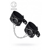 Черные оковы из толстой кожи с люверсами - Pecado - купить с доставкой в Нижнем Новгороде