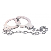 Наручники из металла с длинной цепочкой CHROME HANDCUFFS METAL HANDCUFFS W. KEY - NMC - купить с доставкой в Нижнем Новгороде