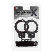 Чёрные наручники из листового металла в комплекте с веревкой BONDX METAL CUFFS LOVE ROPE SET - Dream Toys - купить с доставкой в Нижнем Новгороде