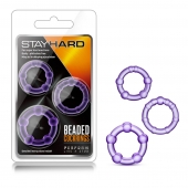 Набор из 3 фиолетовых эрекционных колец Stay Hard Beaded Cockrings - Blush Novelties - в Нижнем Новгороде купить с доставкой