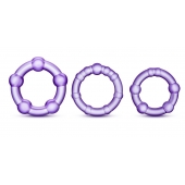 Набор из 3 фиолетовых эрекционных колец Stay Hard Beaded Cockrings - Blush Novelties - в Нижнем Новгороде купить с доставкой