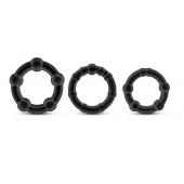 Набор из 3 чёрных эрекционных колец Stay Hard Beaded Cockrings - Blush Novelties - в Нижнем Новгороде купить с доставкой
