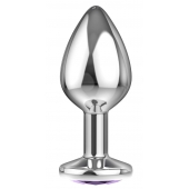 Малая серебристая анальная пробка Diamond Purple Sparkle Small с фиолетовым кристаллом - 7 см. - Lola Games - купить с доставкой в Нижнем Новгороде