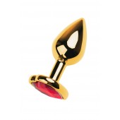 Золотистая анальная пробка с кристаллом-сердцем - 7,5 см. - ToyFa - купить с доставкой в Нижнем Новгороде