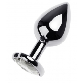 Серебристая анальная пробка с прозрачным кристаллом-сердцем - 8 см. - ToyFa - купить с доставкой в Нижнем Новгороде