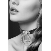 Черный чокер с двумя кольцами - Bijoux Pour Toi - купить с доставкой в Нижнем Новгороде