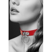 Красный узенький чокер с кольцом - Bijoux Pour Toi - купить с доставкой в Нижнем Новгороде
