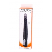 Чёрный вибромассажер Long John Realistic Thrusting Vibrator с функцией толкания - 20 см. - Seven Creations