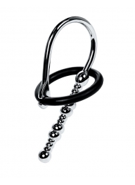 Серебристый уретральный плаг-бусины TOYFA Metal с мягким фиксириющим кольцом - ToyFa - купить с доставкой в Нижнем Новгороде