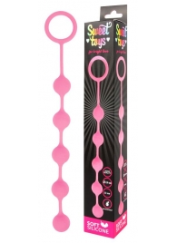 Розовая анальная цепочка с кольцом-ограничителем - 23 см. - Bior toys