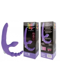 Фиолетовый безремневой страпон с анальным отростком и вибрацией - 15 см. - Bior toys - купить с доставкой в Нижнем Новгороде