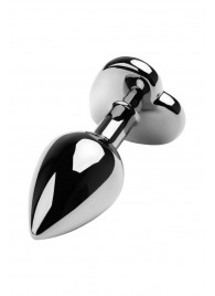 Серебристая коническая анальная пробка с красным кристаллом-сердечком - 7 см. - ToyFa - купить с доставкой в Нижнем Новгороде