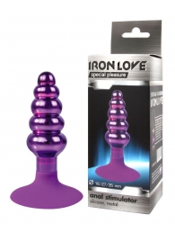Фиолетовая анальная пробка-елочка с круглым ограничителем - 10 см. - Bior toys