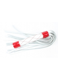 Бело-красная плеть средней длины с ручкой - 44 см. - БДСМ Арсенал - купить с доставкой в Нижнем Новгороде