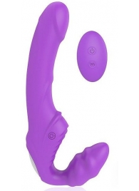 Фиолетовый безремневой страпон с 9 режимами вибрации и пультом ДУ - Bior toys - купить с доставкой в Нижнем Новгороде