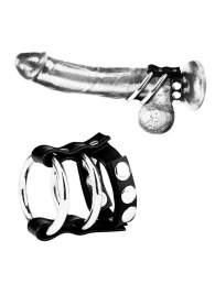 Двойное металлическое кольцо на пенис с регулируемым ремешком - BlueLine - купить с доставкой в Нижнем Новгороде