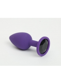 Фиолетовая анальная пробка с черным стразом - 7,6 см. - 4sexdreaM - купить с доставкой в Нижнем Новгороде