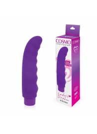 Фиолетовый изогнутый ребристый вибромассажер - 15 см. - Cosmo