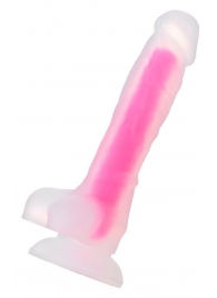 Прозрачно-розовый фаллоимитатор, светящийся в темноте, Clark Glow - 22 см. - ToyFa купить с доставкой в интернет-магазине Orgasmix в Нижнем Новгороде Прозрачно-розовый фаллоимитатор, светящийся в темноте, Clark Glow - 22 см. - ToyFa