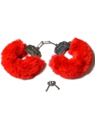 Шикарные наручники с пушистым красным мехом - Le Frivole - купить с доставкой в Нижнем Новгороде