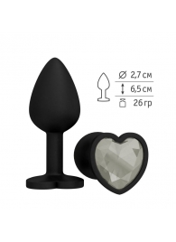 Черная силиконовая пробка с прозрачным кристаллом - 7,3 см. - Джага-Джага - купить с доставкой в Нижнем Новгороде