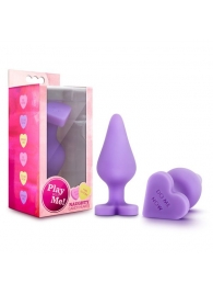 Фиолетовая анальная пробка Naughty Candy Heart Do Me Now - 8,9 см. - Blush Novelties - купить с доставкой в Нижнем Новгороде