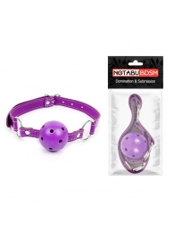 Фиолетовый кляп-шарик на регулируемом ремешке с кольцами - Notabu - купить с доставкой в Нижнем Новгороде