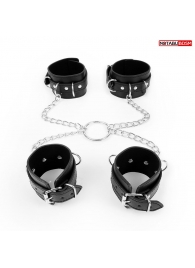 Комплект наручников и оков на металлических креплениях с кольцом - Notabu - купить с доставкой в Нижнем Новгороде