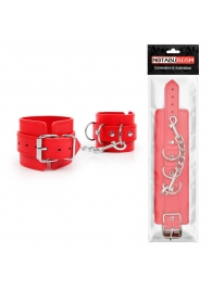 Красные наручники на регулируемых ремешках с цепочкой - Notabu - купить с доставкой в Нижнем Новгороде