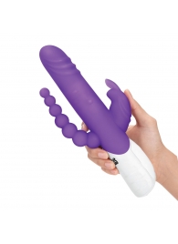 Фиолетовый вибратор-кролик с анальным стимулятором - 26 см. - Rabbit Essentials