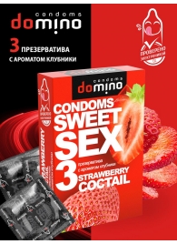 Презервативы для орального секса DOMINO Sweet Sex с ароматом клубничного коктейля  - 3 шт. - Domino - купить с доставкой в Нижнем Новгороде