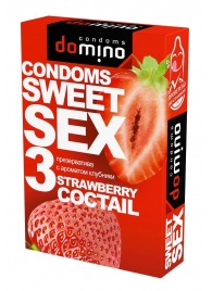 Презервативы для орального секса DOMINO Sweet Sex с ароматом клубничного коктейля  - 3 шт. - Domino - купить с доставкой в Нижнем Новгороде