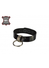 Черный лаковый кожаный браслет с подвесным колечком - Sitabella купить с доставкой