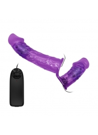Женский фиолетовый страпон с вагинальной вибропробкой Ultra - 17,5 см. - Baile - купить с доставкой в Нижнем Новгороде