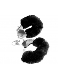 Металлические наручники Furry Love Cuffs с черным мехом - Pipedream - купить с доставкой в Нижнем Новгороде