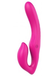 Ярко-розовый безремневой страпон REMOTE DOUBLE DIPPER - 22 см. - Dream Toys - купить с доставкой в Нижнем Новгороде