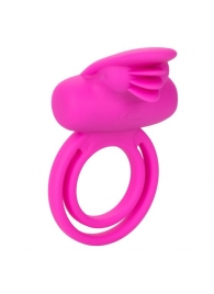 Ярко-розовое эрекционное кольцо Silicone Rechargeable Dual Clit Flicker - California Exotic Novelties - в Нижнем Новгороде купить с доставкой