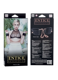 Черные мягкие наручники Entice French Cuffs с цепью - California Exotic Novelties - купить с доставкой в Нижнем Новгороде