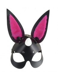 Черная маска  Зайка  с розовыми меховыми вставками - Sitabella - купить с доставкой в Нижнем Новгороде