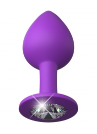 Фиолетовая анальная пробка со стразом Her Little Gem Medium Plug - 8,3 см. - Pipedream - купить с доставкой в Нижнем Новгороде