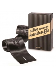 Черные ленты для связывания SILKY SENSUAL HANDCUFFS - Bijoux Indiscrets - купить с доставкой в Нижнем Новгороде