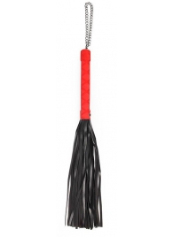Черная многохвостая плеть-флоггер с красной ручкой - 40 см. - Notabu - купить с доставкой в Нижнем Новгороде
