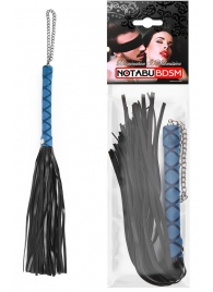 Черная многохвостая плеть-флоггер с синей ручкой - 40 см. - Notabu - купить с доставкой в Нижнем Новгороде