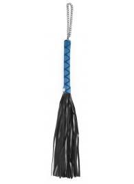 Черная многохвостая плеть-флоггер с синей ручкой - 40 см. - Notabu - купить с доставкой в Нижнем Новгороде