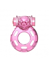 Розовое эрекционное кольцо с вибрацией Pink Bear - Baile - в Нижнем Новгороде купить с доставкой