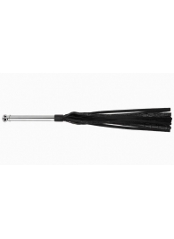 Черная многохвостая плеть с металлической ручкой - 44 см. - Джага-Джага - купить с доставкой в Нижнем Новгороде