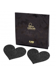 Черные блестящие пэстисы-сердечки Flash Heart - Bijoux Indiscrets купить с доставкой