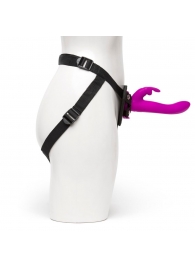 Лиловый страпон Rechargeable Vibrating Strap-On Harness Set - 17,6 см. - Happy Rabbit - купить с доставкой в Нижнем Новгороде